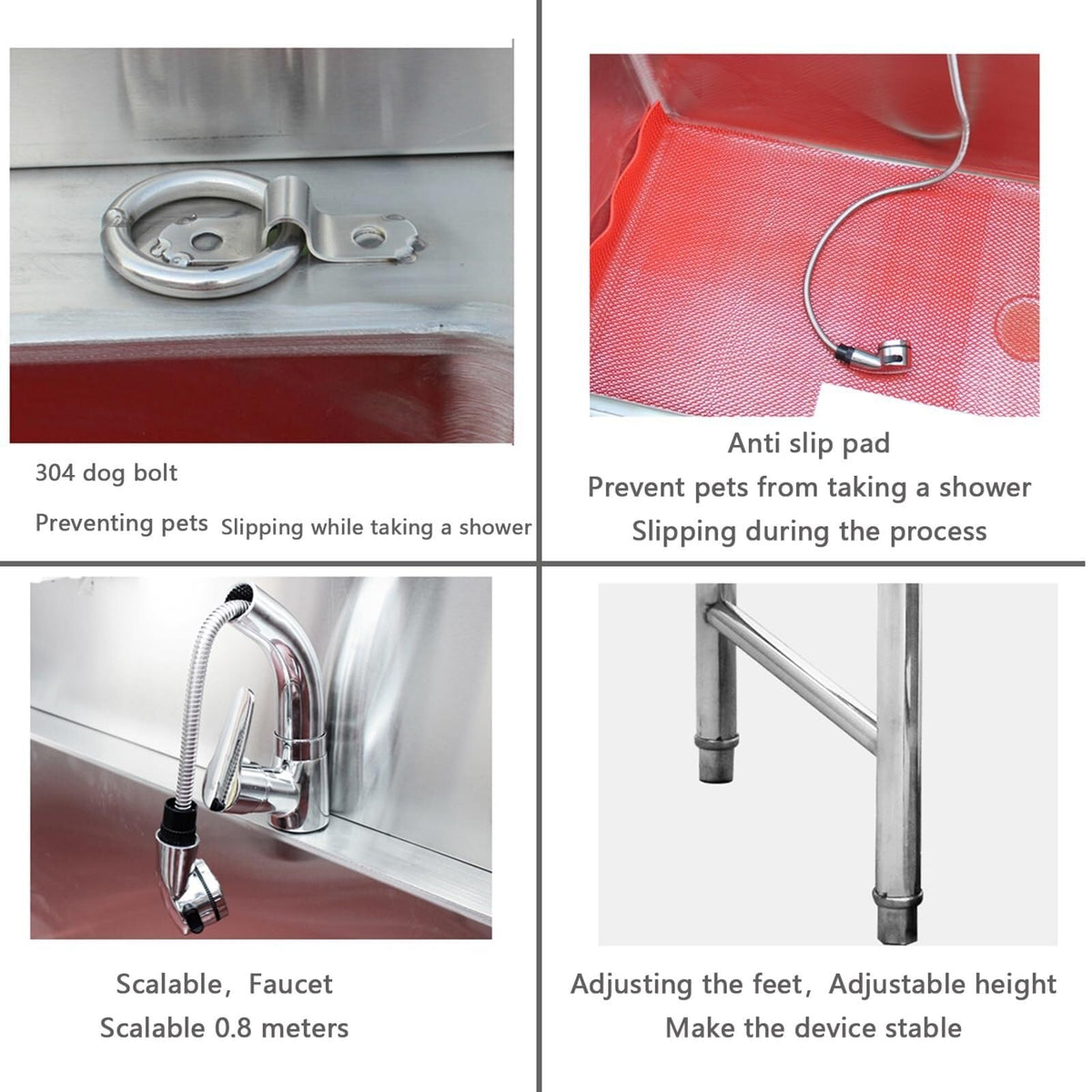 Stainless Steel Dog Grooming Bathtub with Faucet X257717