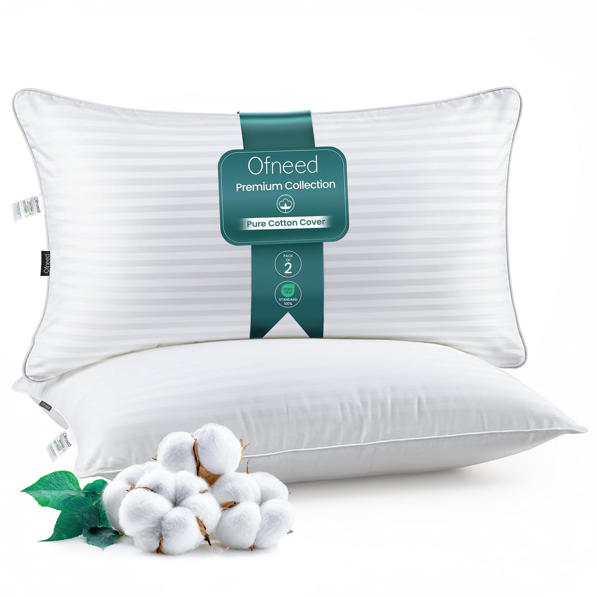 King Size Down Alternative Pillows Set of 2 Cotton Cover 20"x36" P931