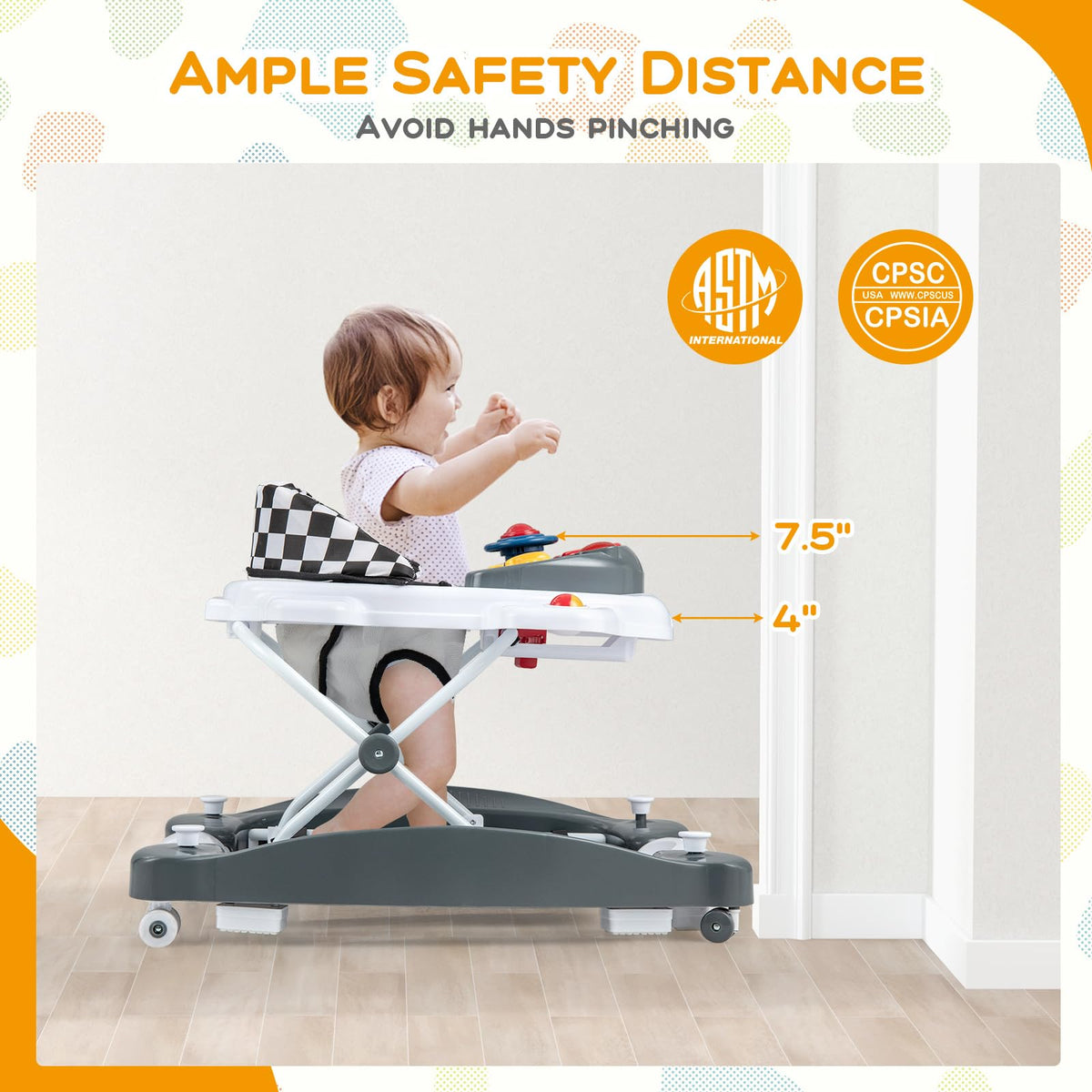 Foldable Adjustable Baby Walker with Wheels N501