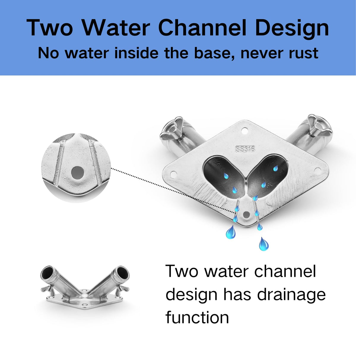 Double Flag Pole Holder 316 Stainless Steel Heavy Duty Q174