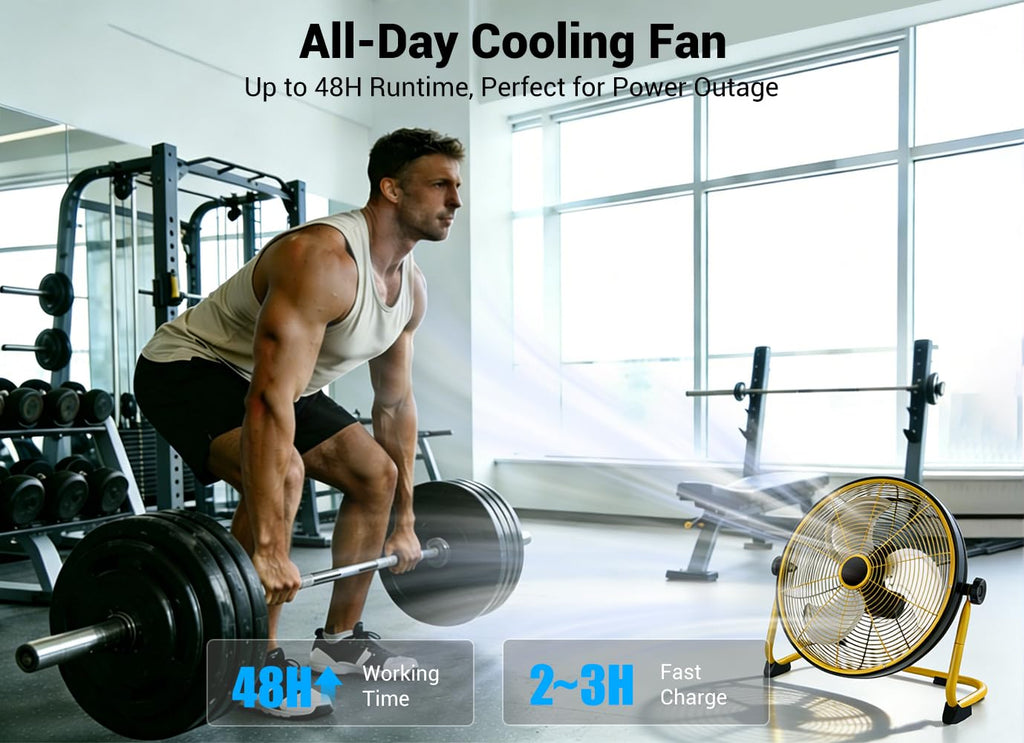 16" Portable Battery Operated Metal Floor Fan X475733