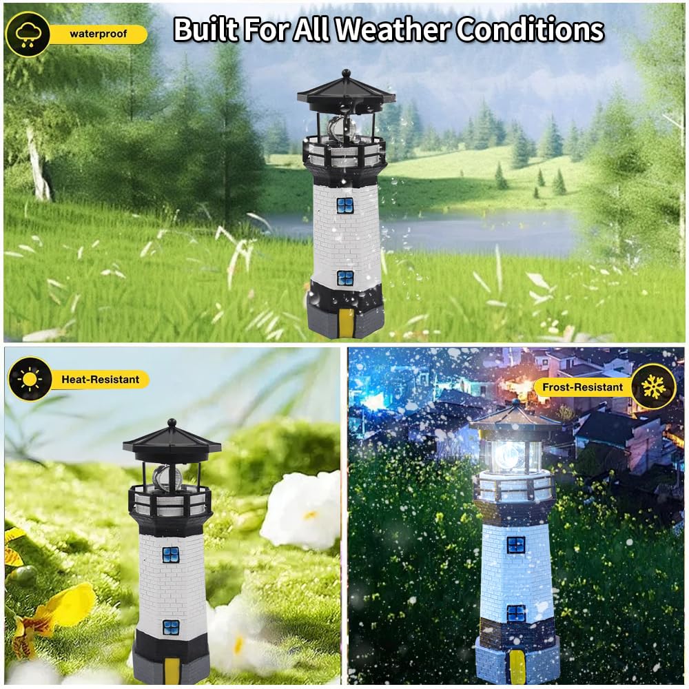 Black and White Solar Lighthouse Decorative Lights D91071