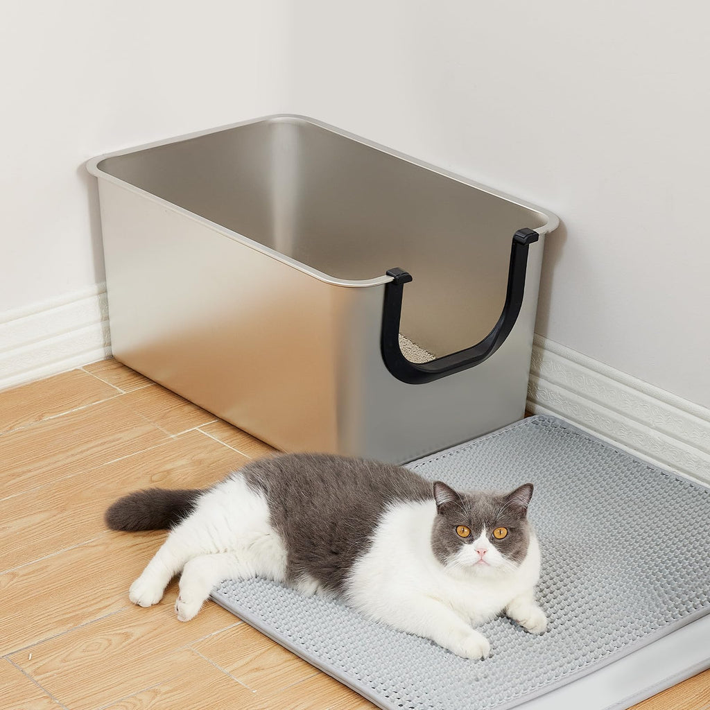 Extra Large Stainless Steel Cat Litter Box with High Sides V300129
