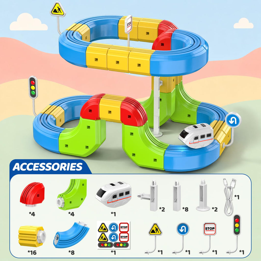 52PCS Electric Train Set 3D Flexible Race Track Toy S308953