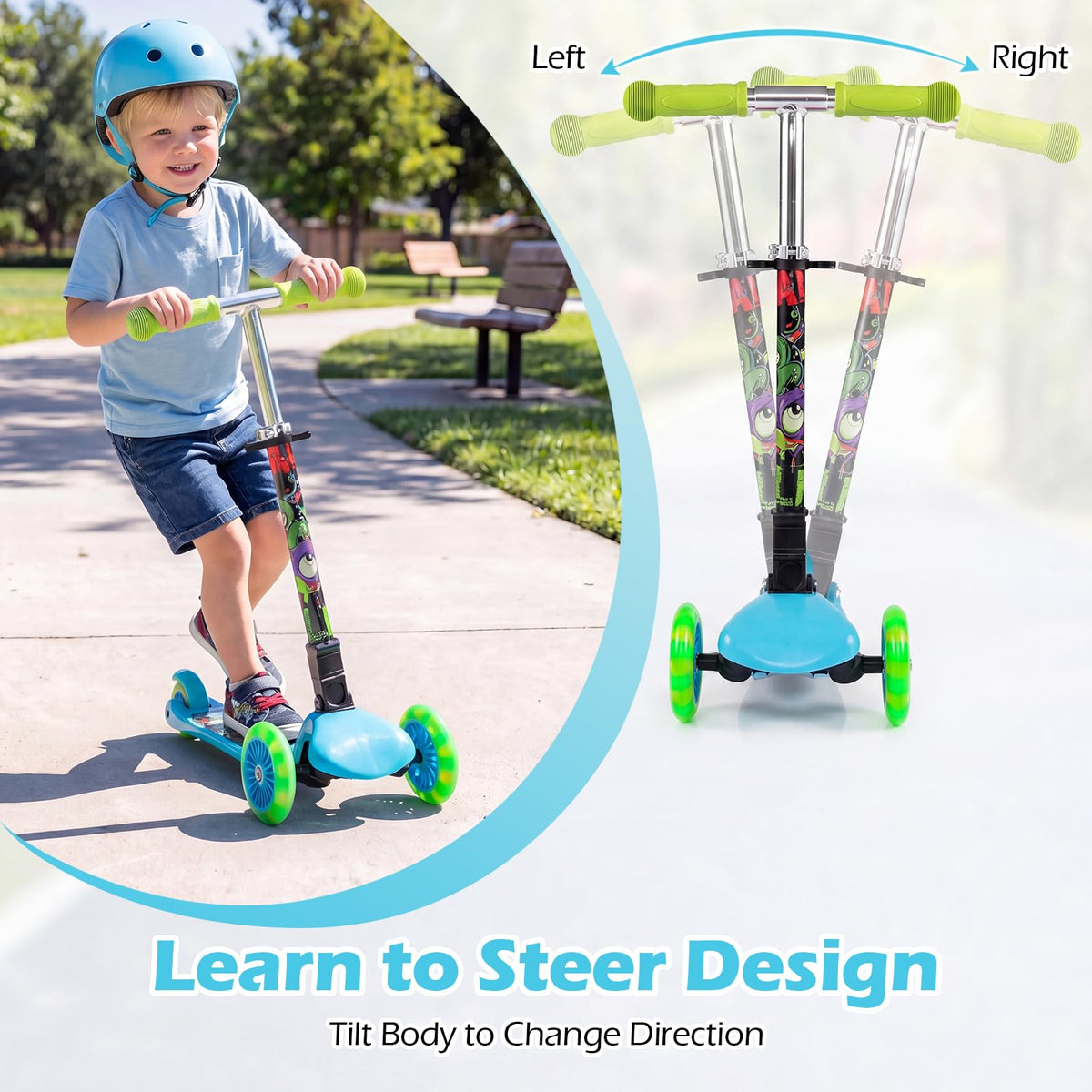 Kids 3-Wheel Kick Scooter with LED Front Wheels K699