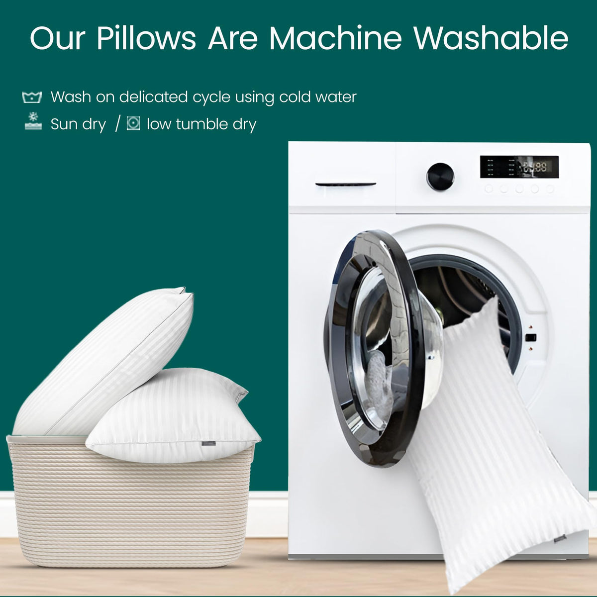 King Size Down Alternative Pillows Set of 2 Cotton Cover 20"x36" P931