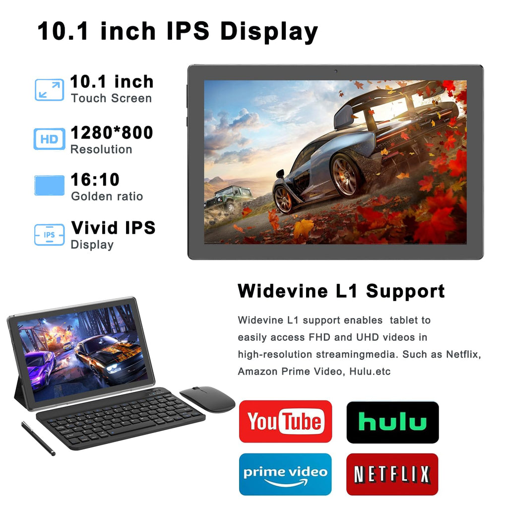 Android 15 Tablet 18GB RAM 128GB ROM 10 inch Black F8550