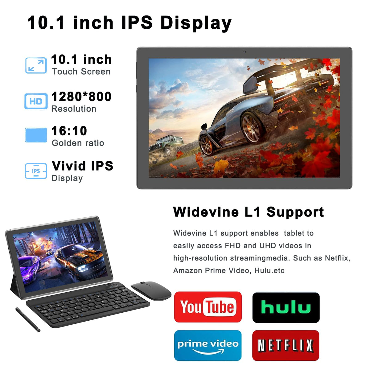 Android 15 Tablet 18GB RAM 128GB ROM 10 inch Black F8550