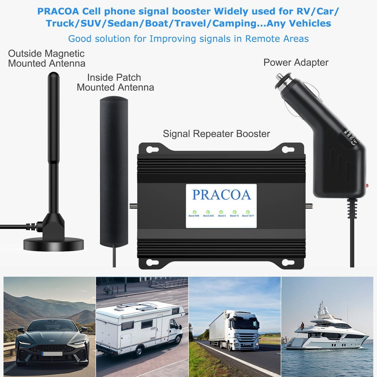 Cell Phone Signal Booster for Car RV SUV 5G 4G LTE S738084