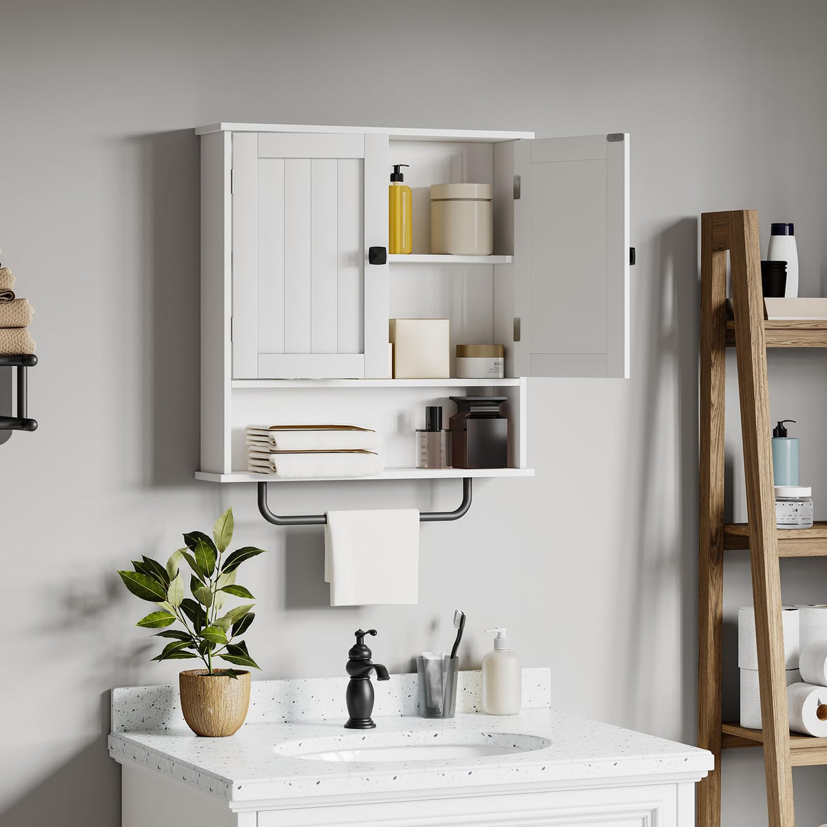 Wall Mounted Medicine Cabinet with Towels Bar O751674