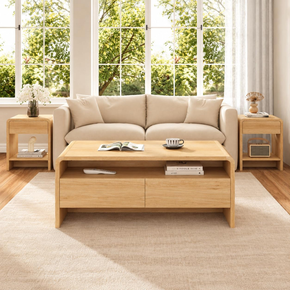 3-Piece Coffee Table Set with 2 End Tables Q874