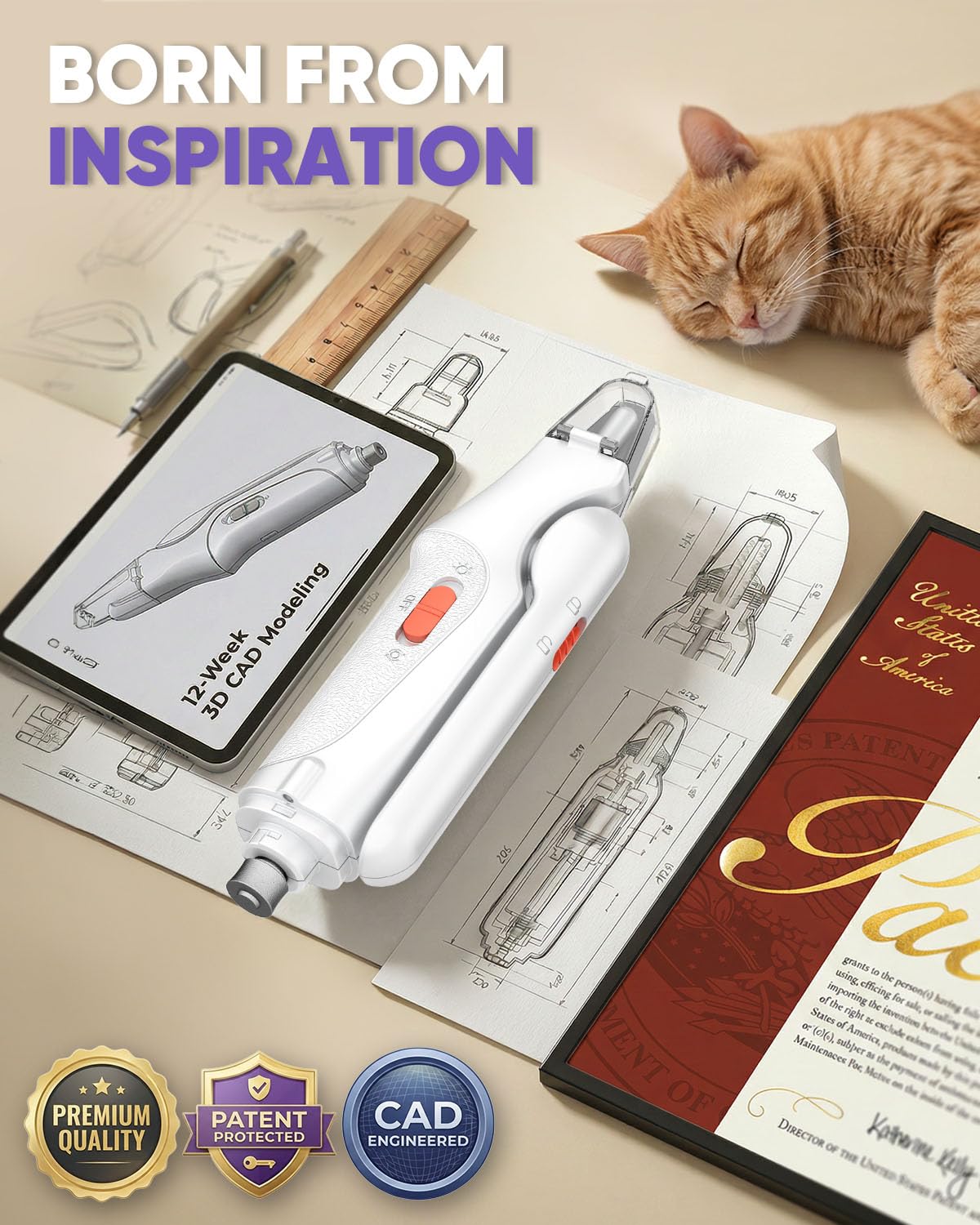 2-in-1 Cat & Dog Nail Clippers with Grinder and LED Lights D969