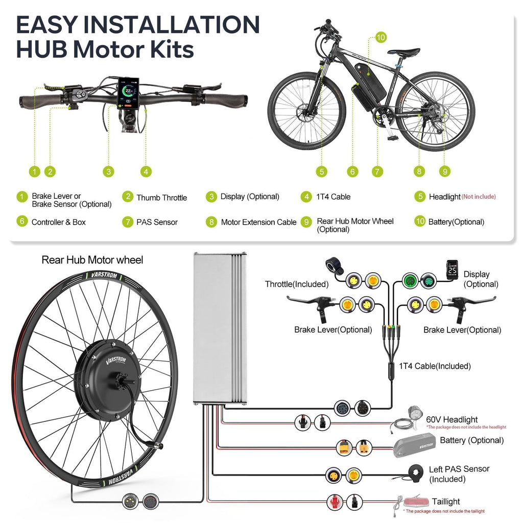 48V 1000W Electric Bike Conversion Kit Rear Wheel Hub Motor T952