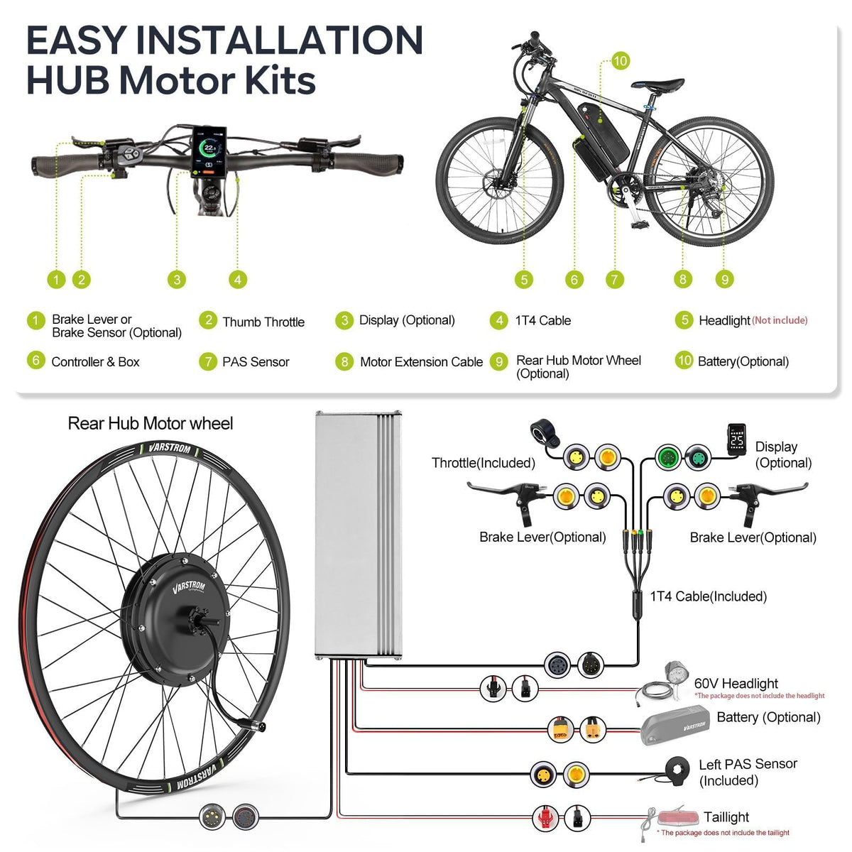 48V 1000W Electric Bike Conversion Kit Rear Wheel Hub Motor T952