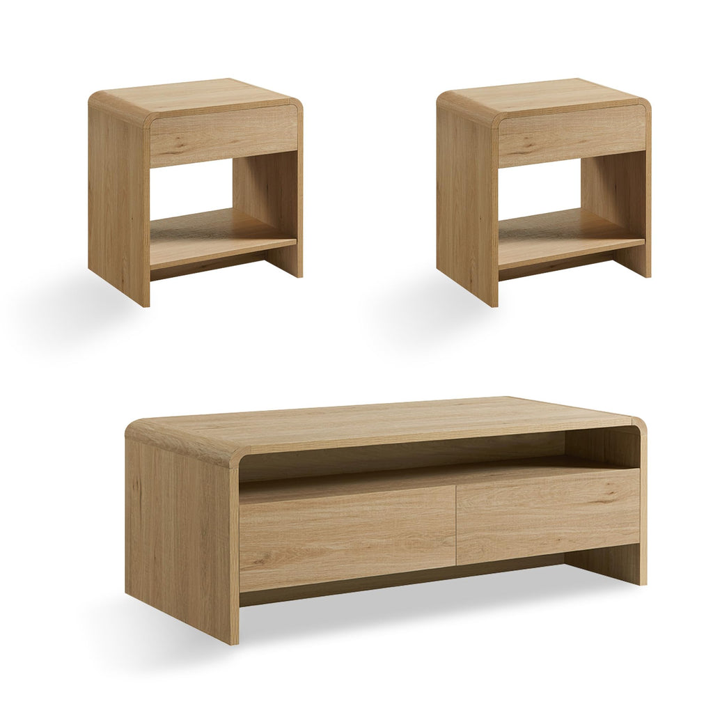 3-Piece Coffee Table Set with 2 End Tables Q874