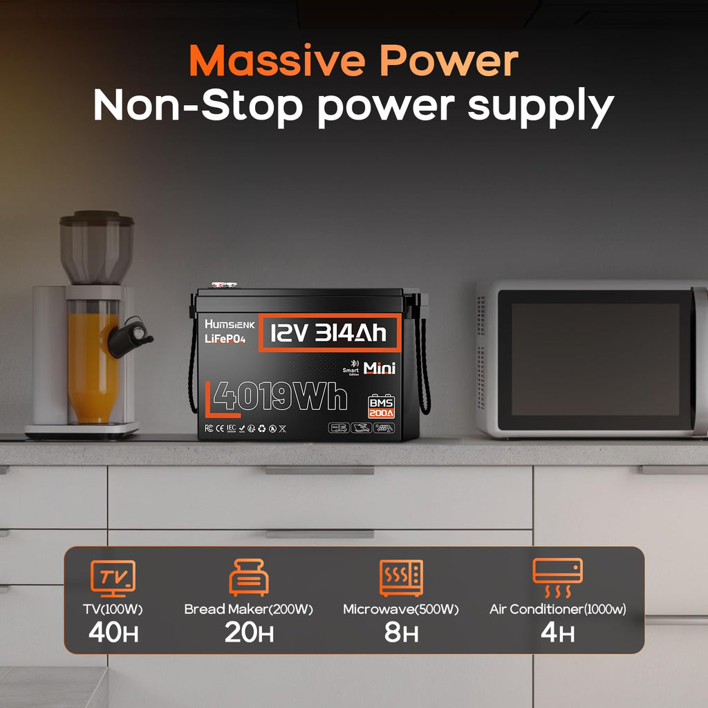 12V 300Ah LiFePO4 Lithium Battery with Bluetooth M544