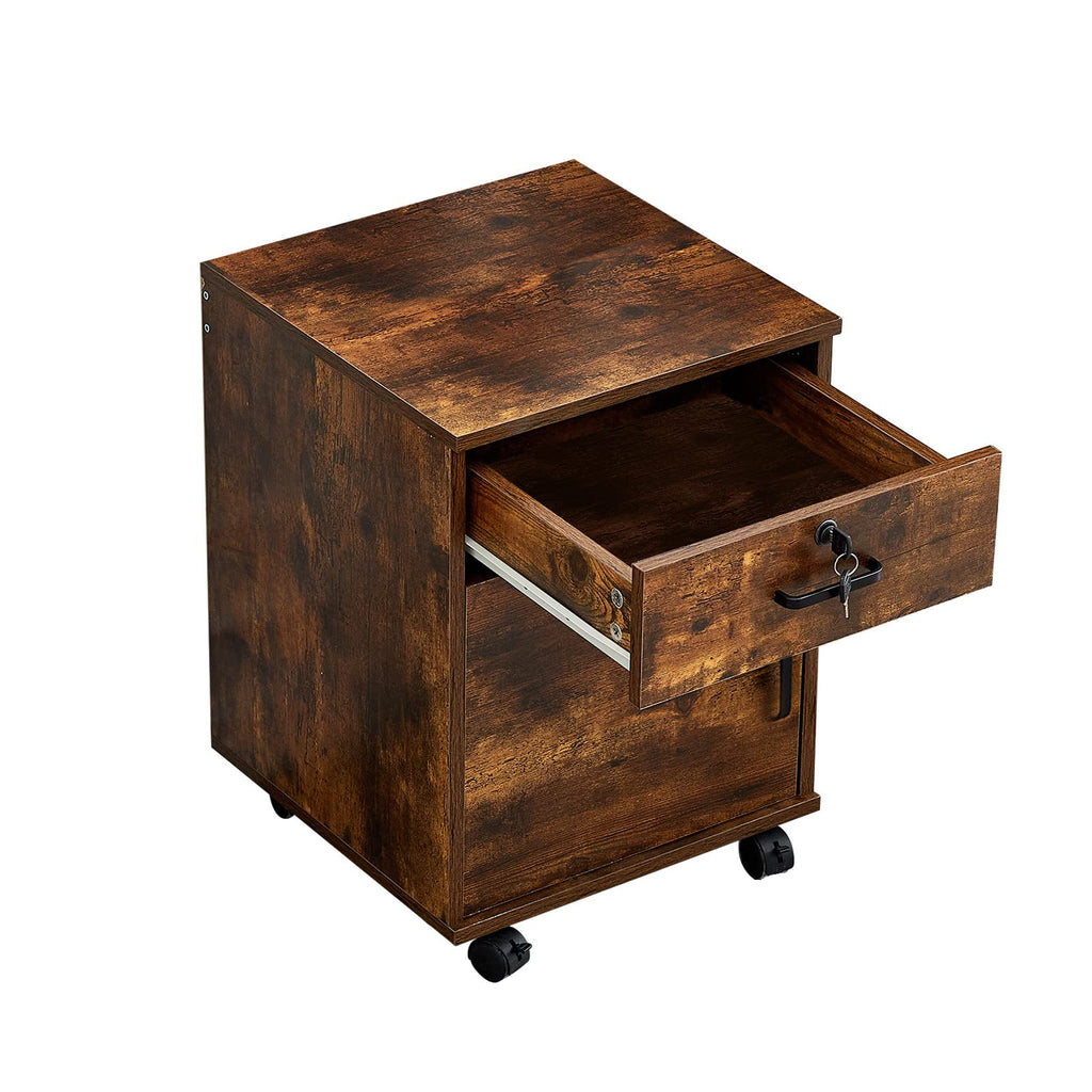 1 Drawer Wood File Cabinet with Lock and Wheels Q44131