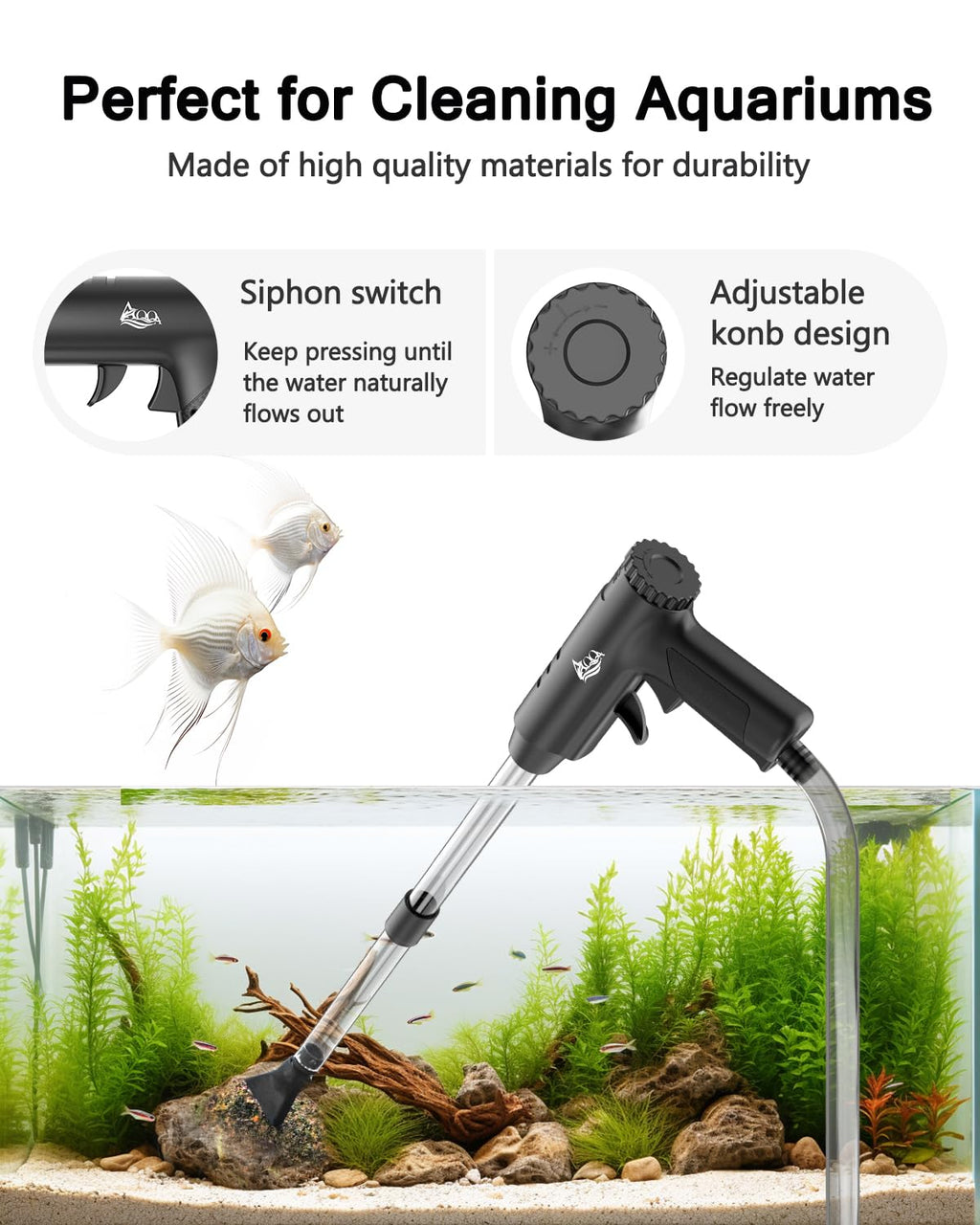 Aquarium Gravel Cleaner with Water Flow Adjustment D73016