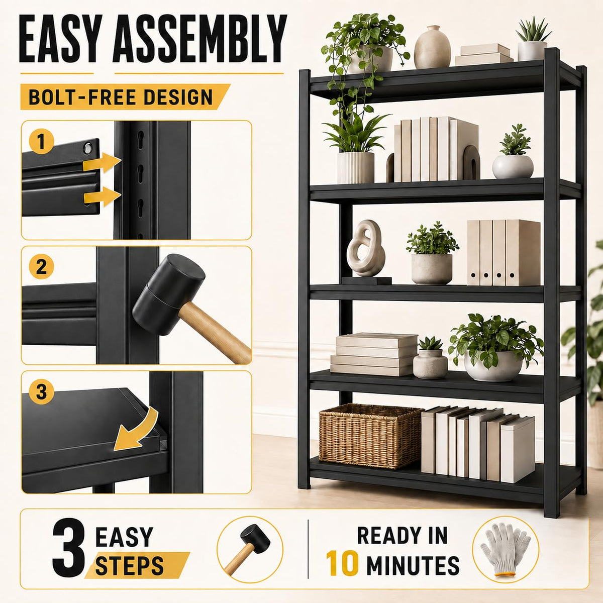 Metal Adjustable Heavy Duty Bookshelf L2062