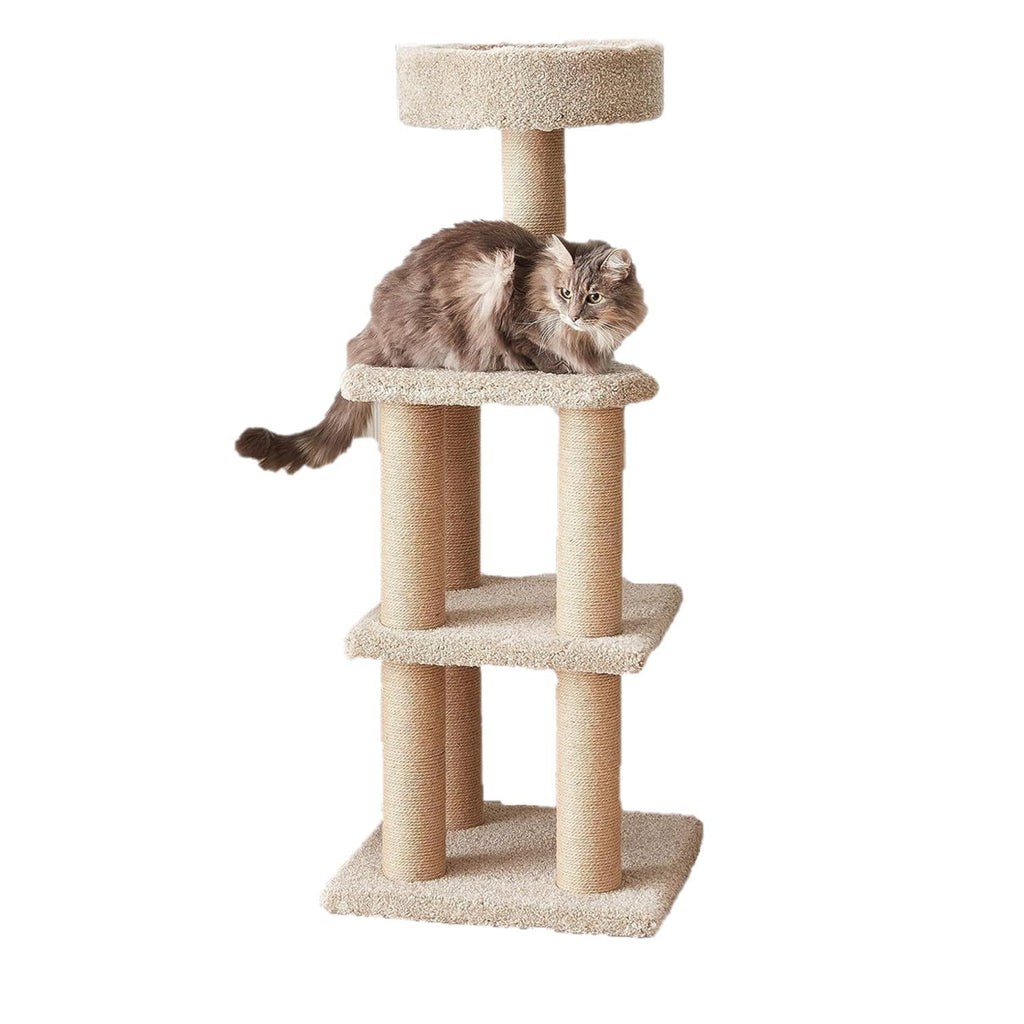 Beige Multi-Level Cat Tree Tower with Scratching Posts L782