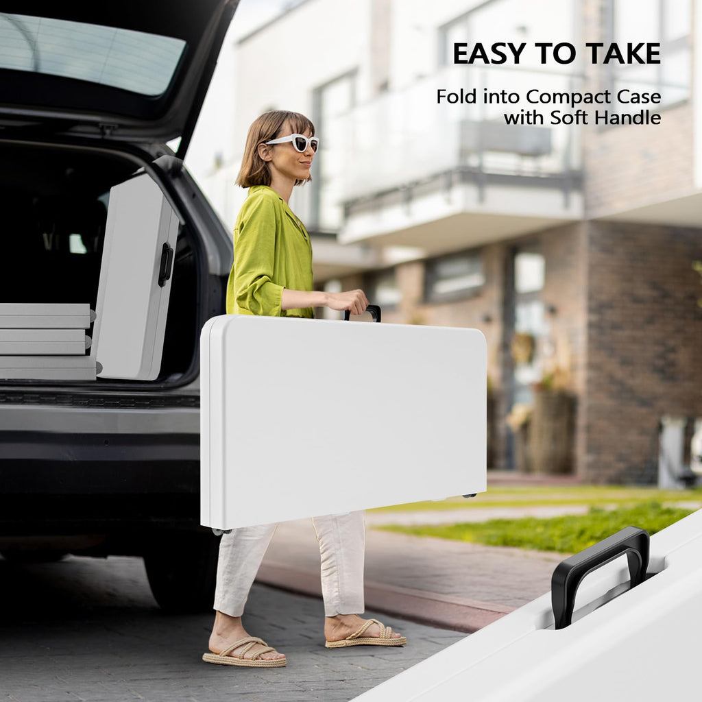 White Bi-Folding Portable Plastic Table L4896