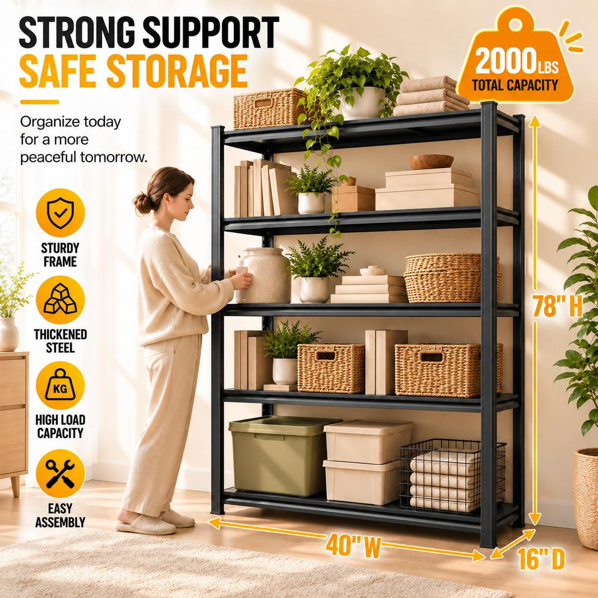 Metal Adjustable Heavy Duty Bookshelf L2062