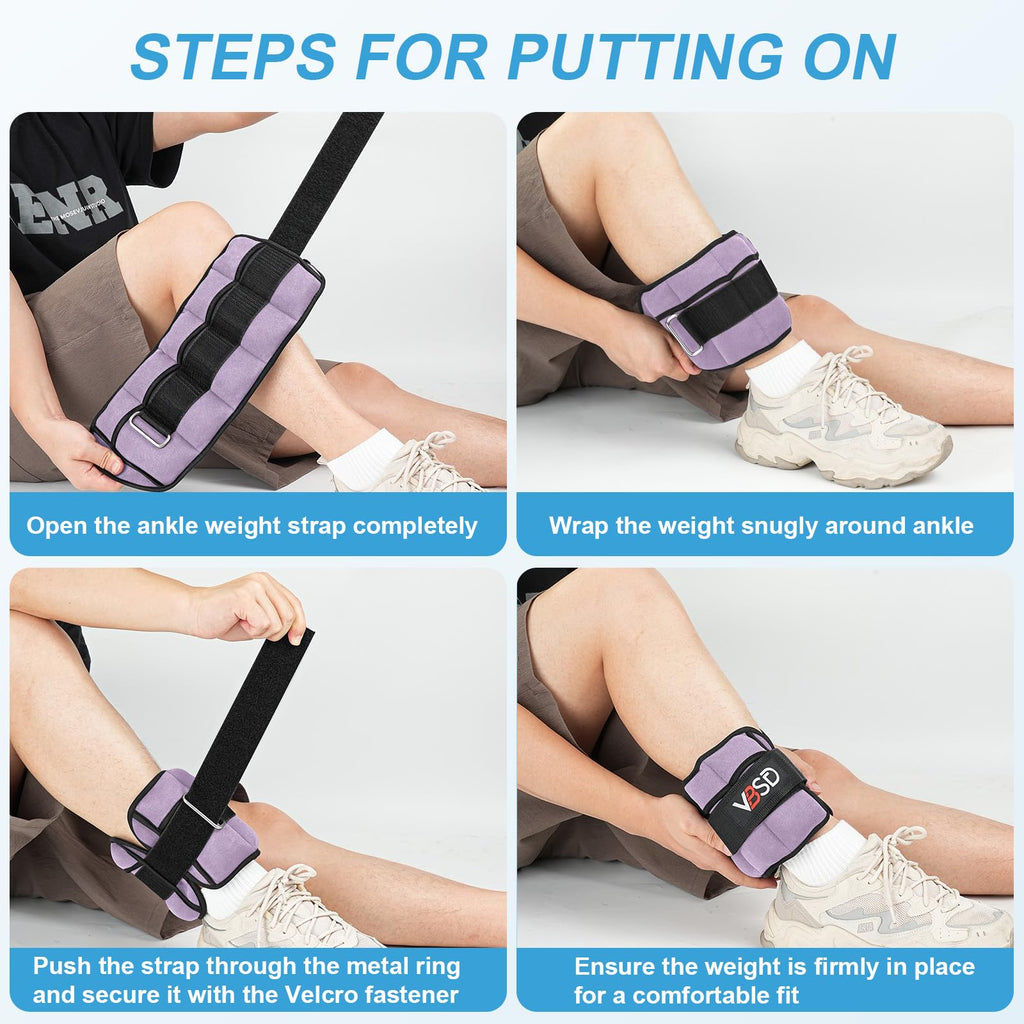 Adjustable Ankle Weights 10lb 1 Pair Lavender I1151