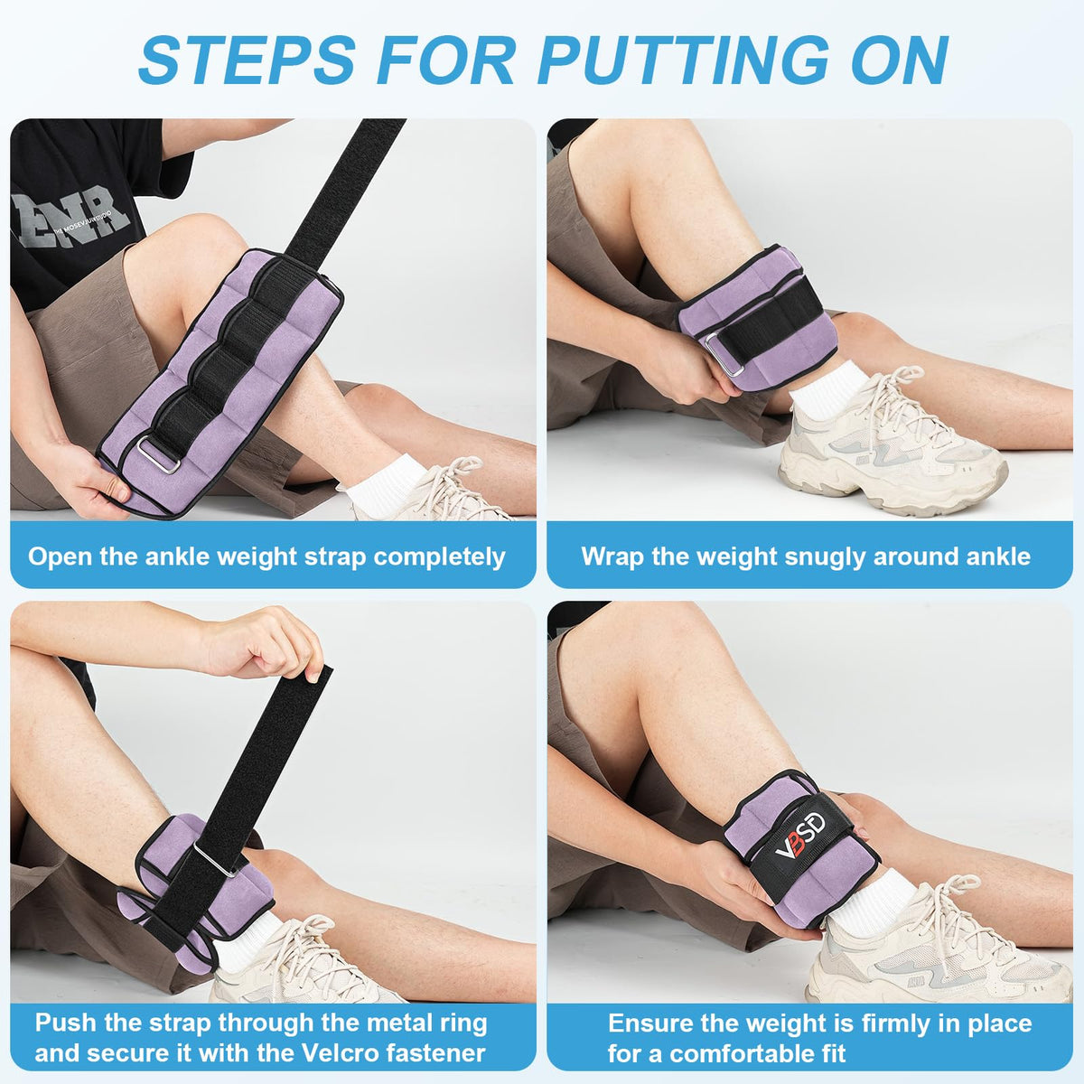 Adjustable Ankle Weights 10lb 1 Pair Lavender I1151