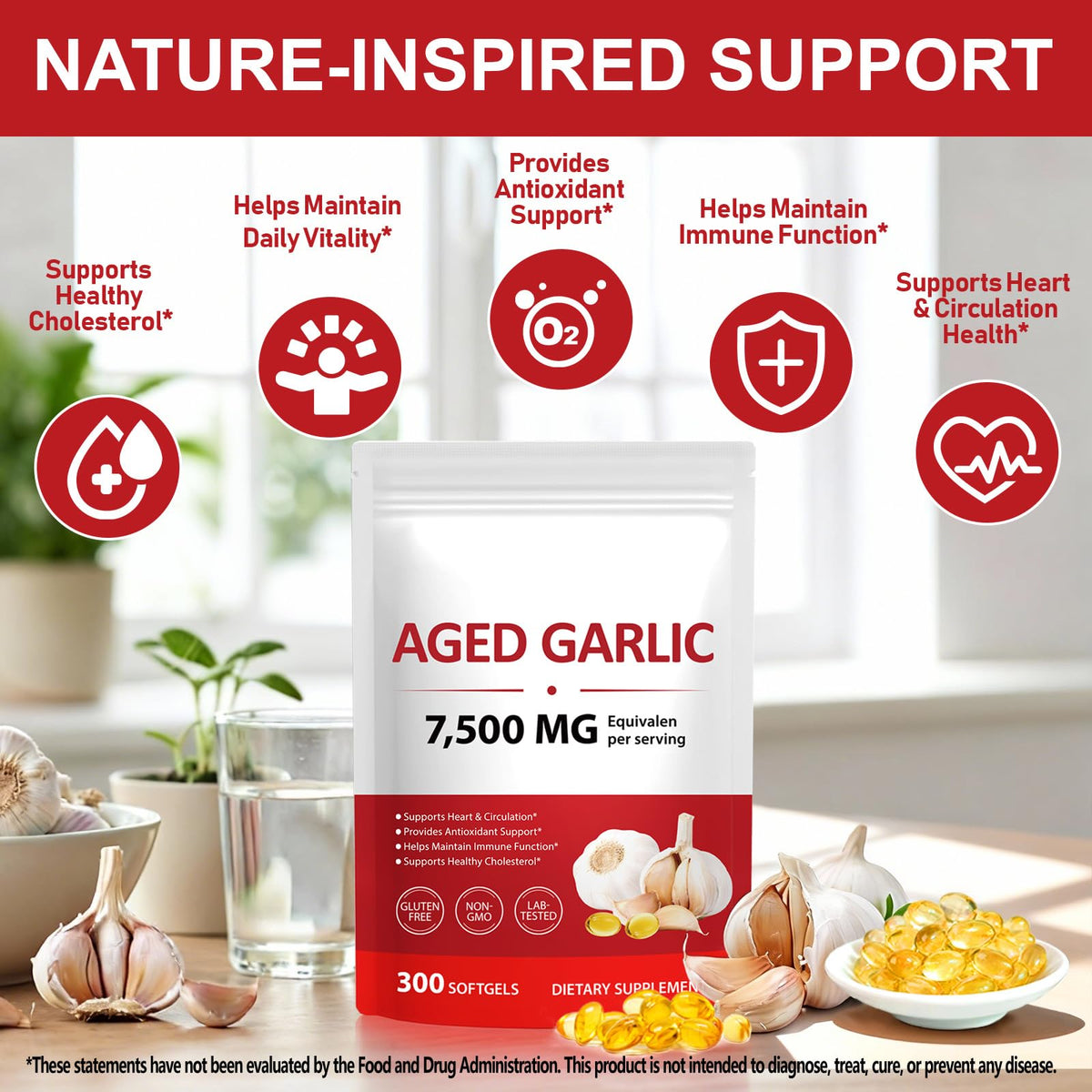 2 Years Aged Garlic Extract Capsules 300 Count Gluten-Free Y2165