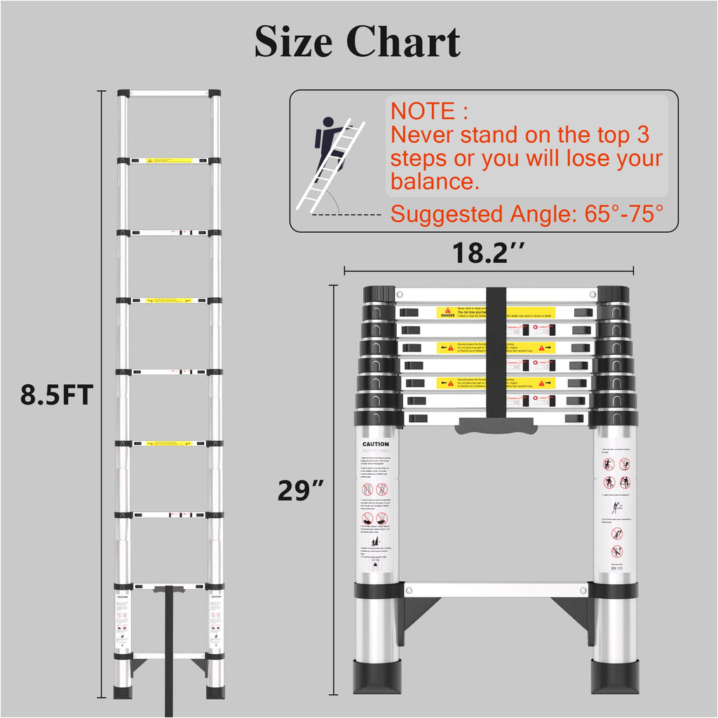 8.5 FT Aluminum Telescoping Ladder O761571