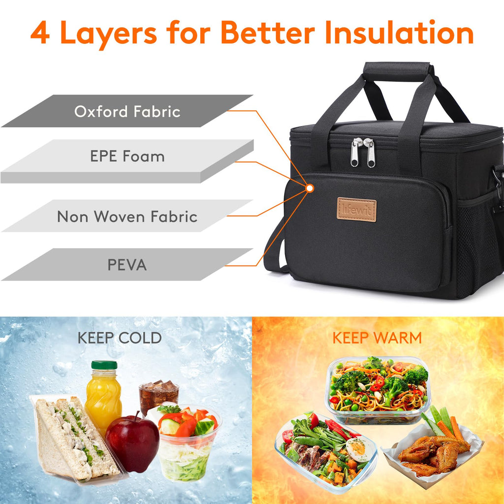 Black Insulated Lunch Bag V429