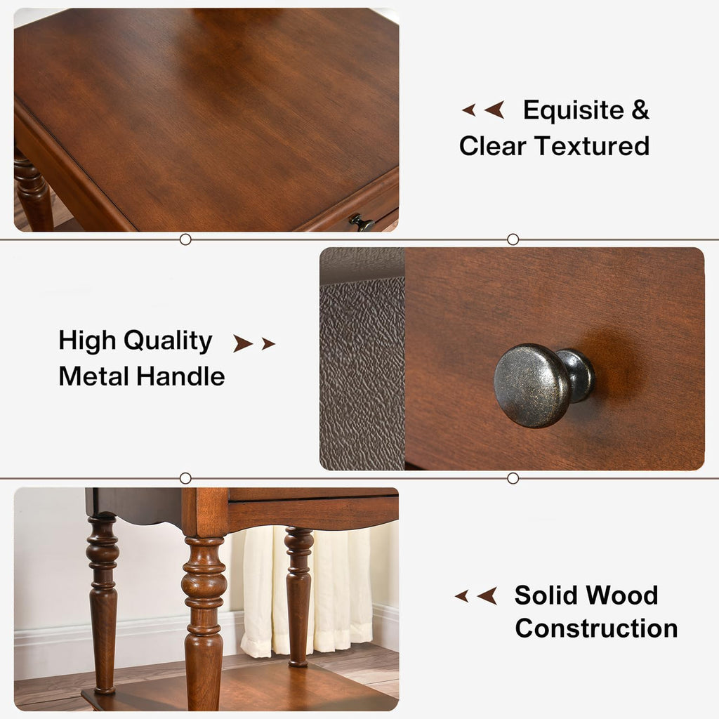Solid Wood End Table with Drawer P1268