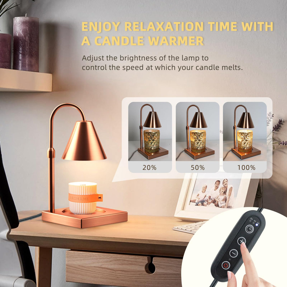 Adjustable Height Dimmable Candle Warmer Lamp C1881