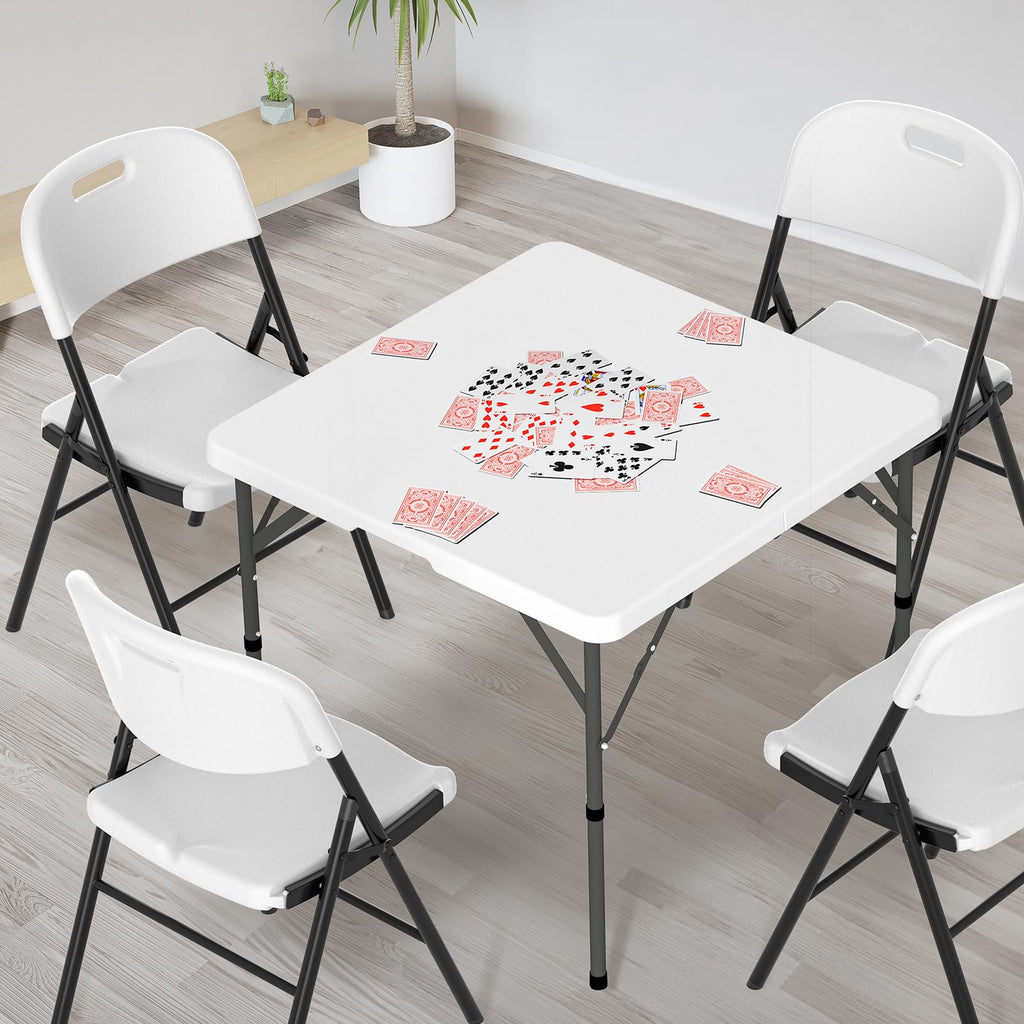 White Bi-Folding Portable Plastic Table L4896