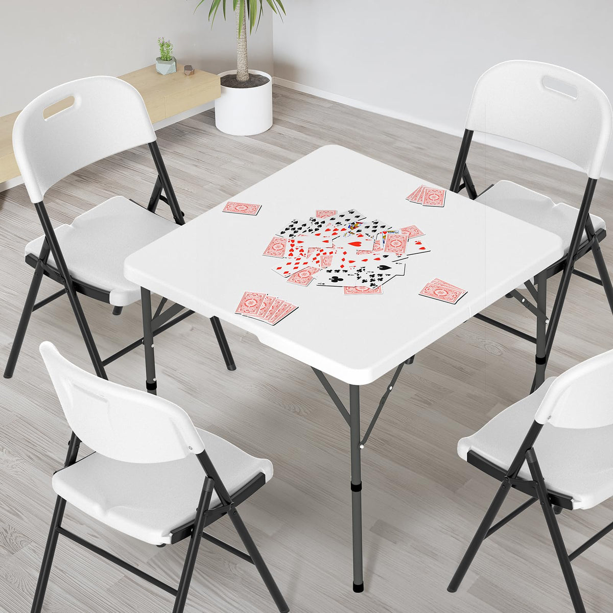 White Bi-Folding Portable Plastic Table L4896