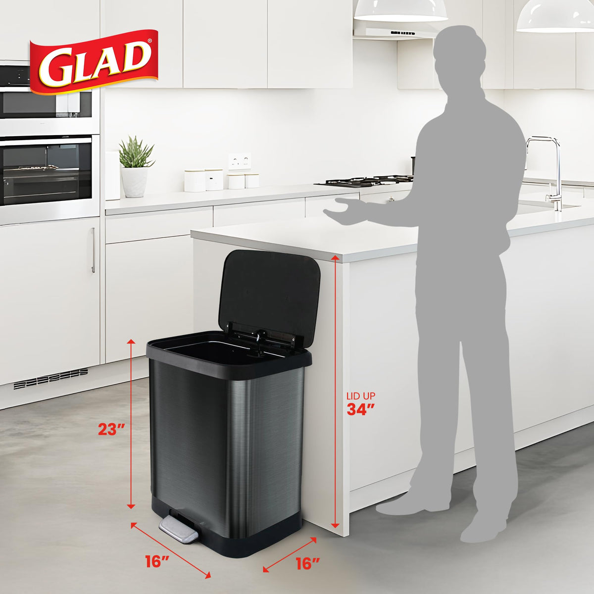 13 Gal Stainless Steel Trash Can R44735