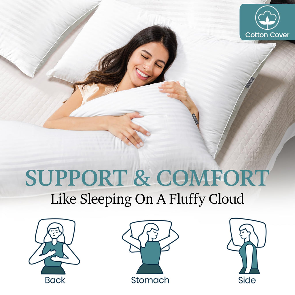 King Size Down Alternative Pillows Set of 2 Cotton Cover 20"x36" P931