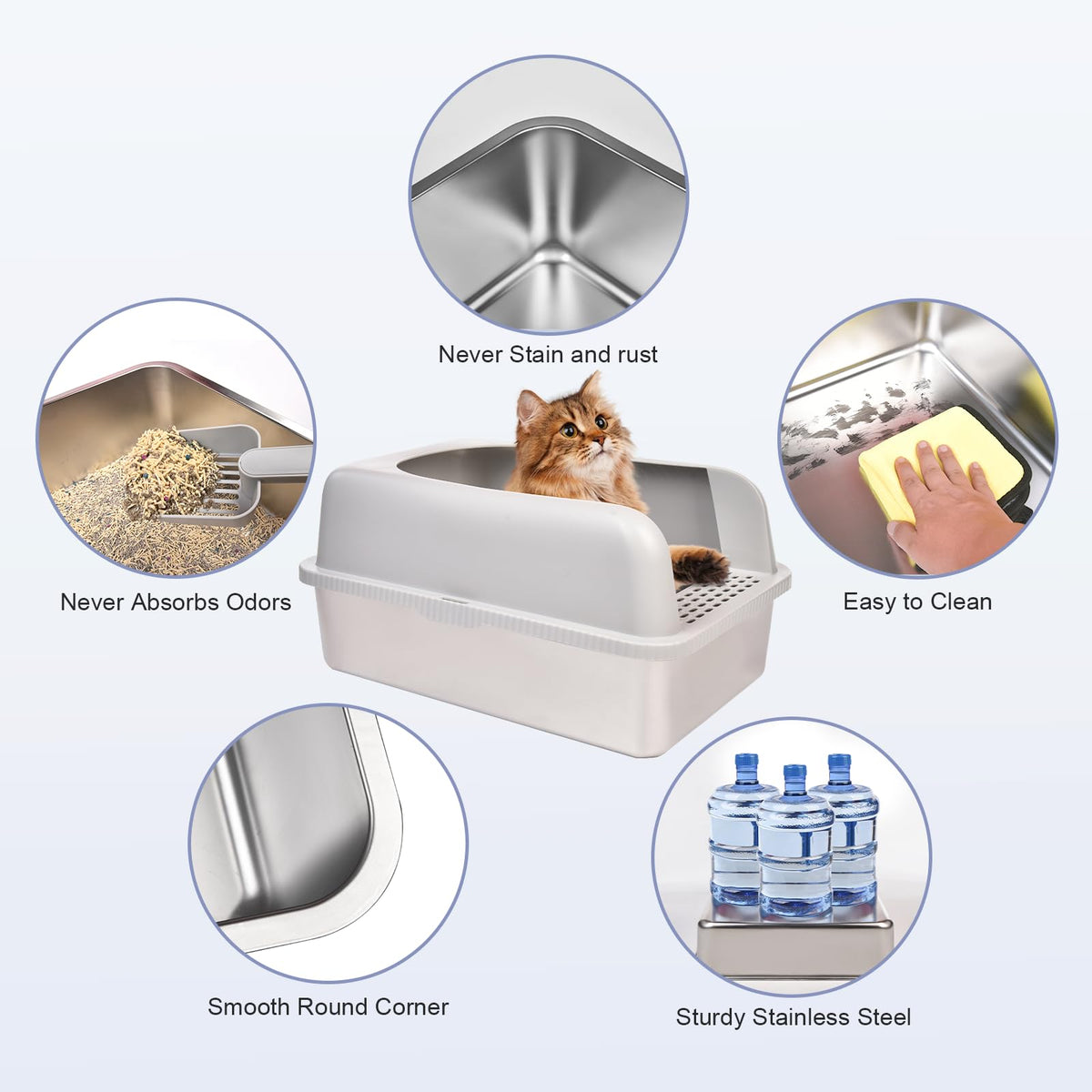Stainless Steel Cat Litter Box with Lid C462065