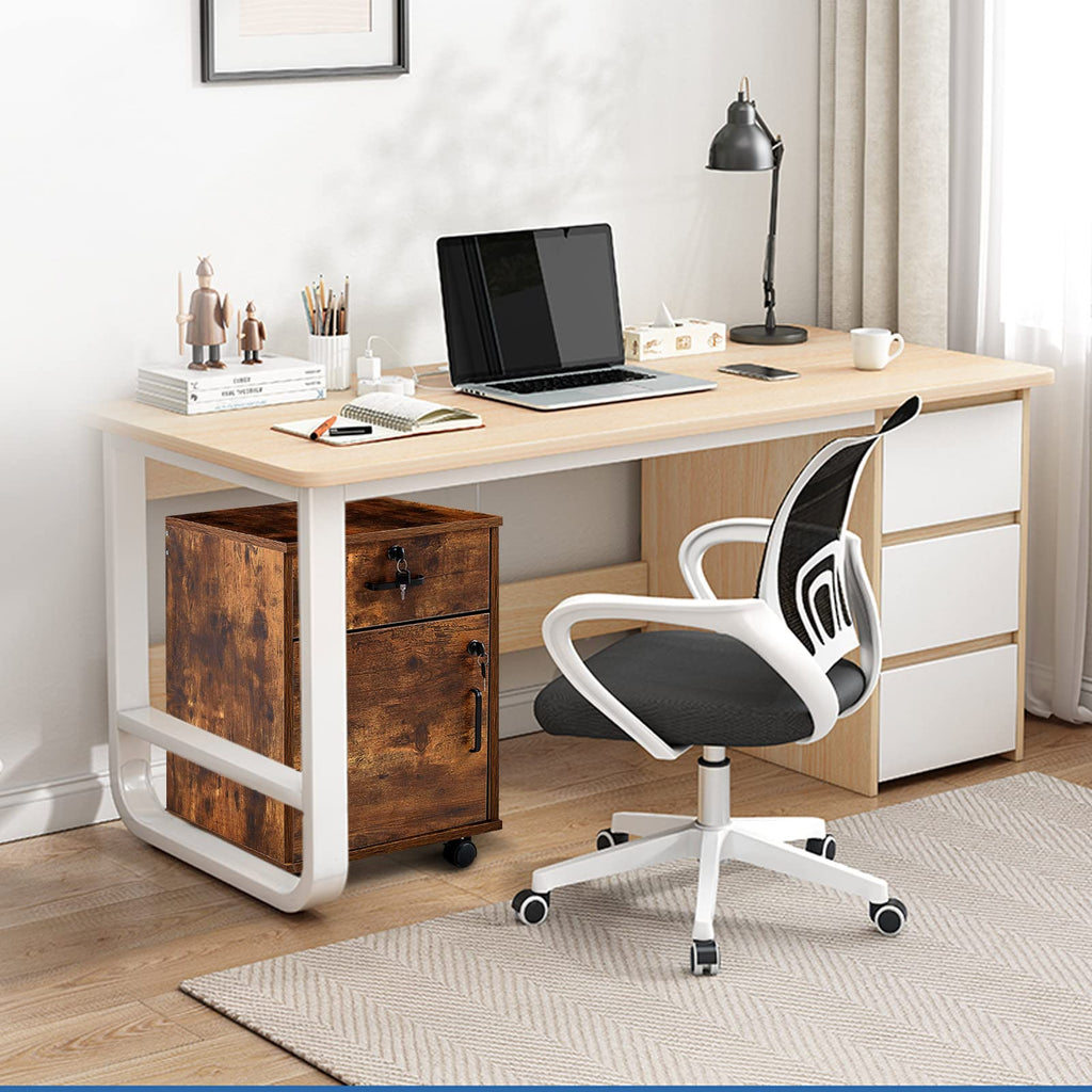 1 Drawer Wood File Cabinet with Lock and Wheels Q44131
