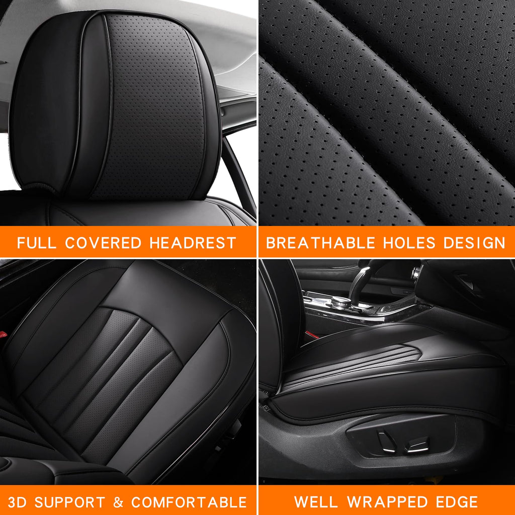 Black Leather Car Seat Cover Full Set A6969