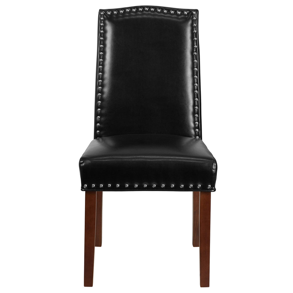 Black LeatherSoft Parsons Chair with Nail Trim I241410