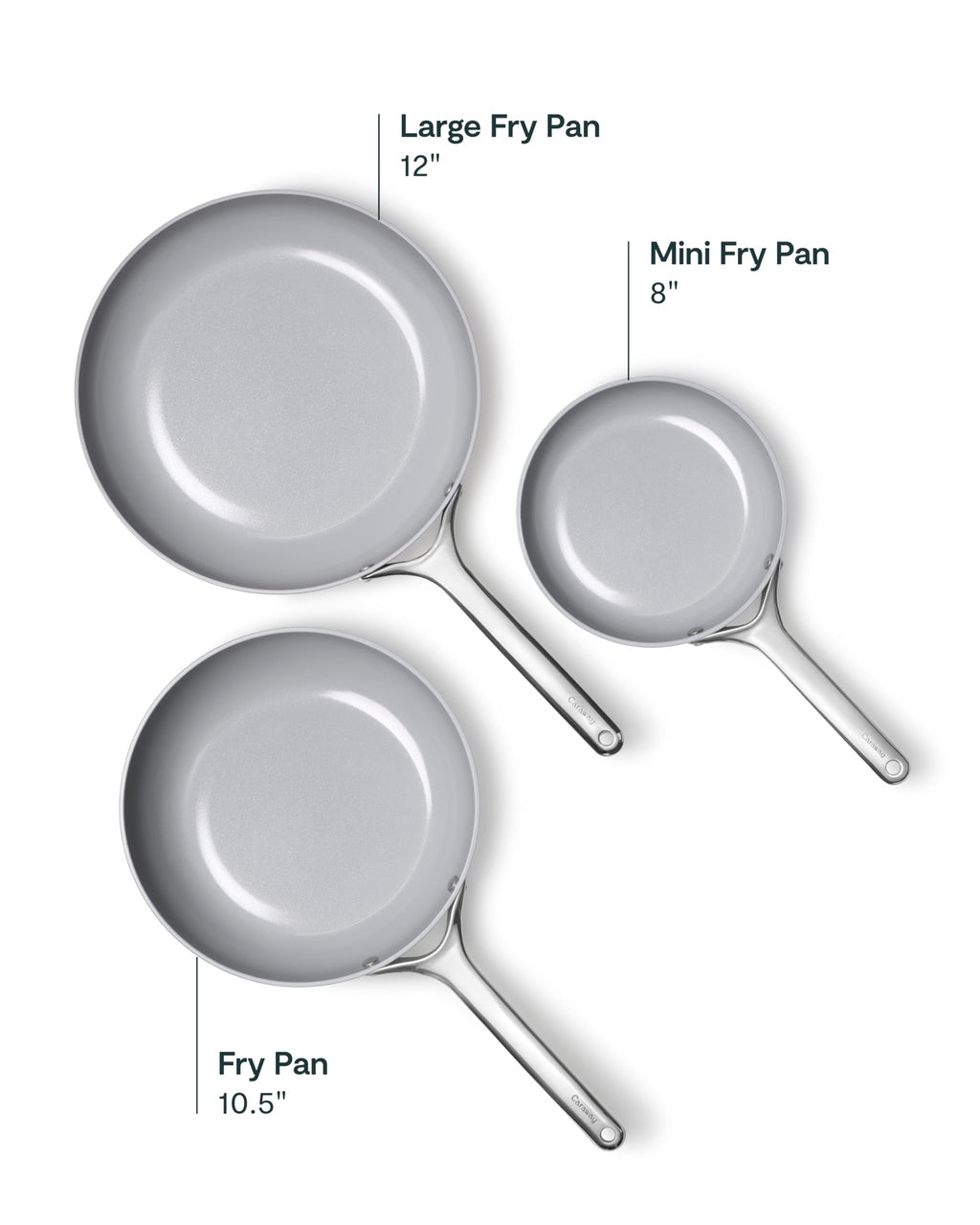 Non-Stick Ceramic Coated Fry Pan Trio, 8", 10.5", & 12" U59843