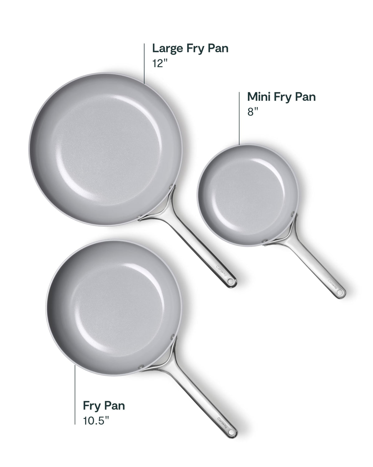 Non-Stick Ceramic Coated Fry Pan Trio, 8", 10.5", & 12" U59843
