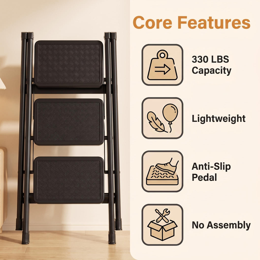 3-Step Aluminum Folding Ladder N807749
