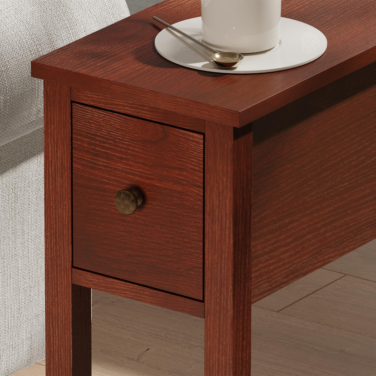 Narrow Side Table with Drawer Set of 2 V863708