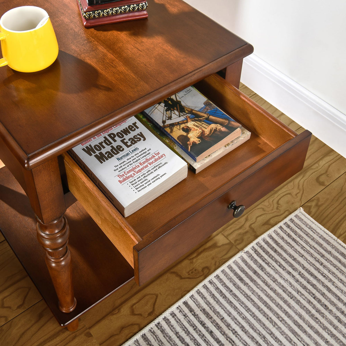 Solid Wood End Table with Drawer P1268