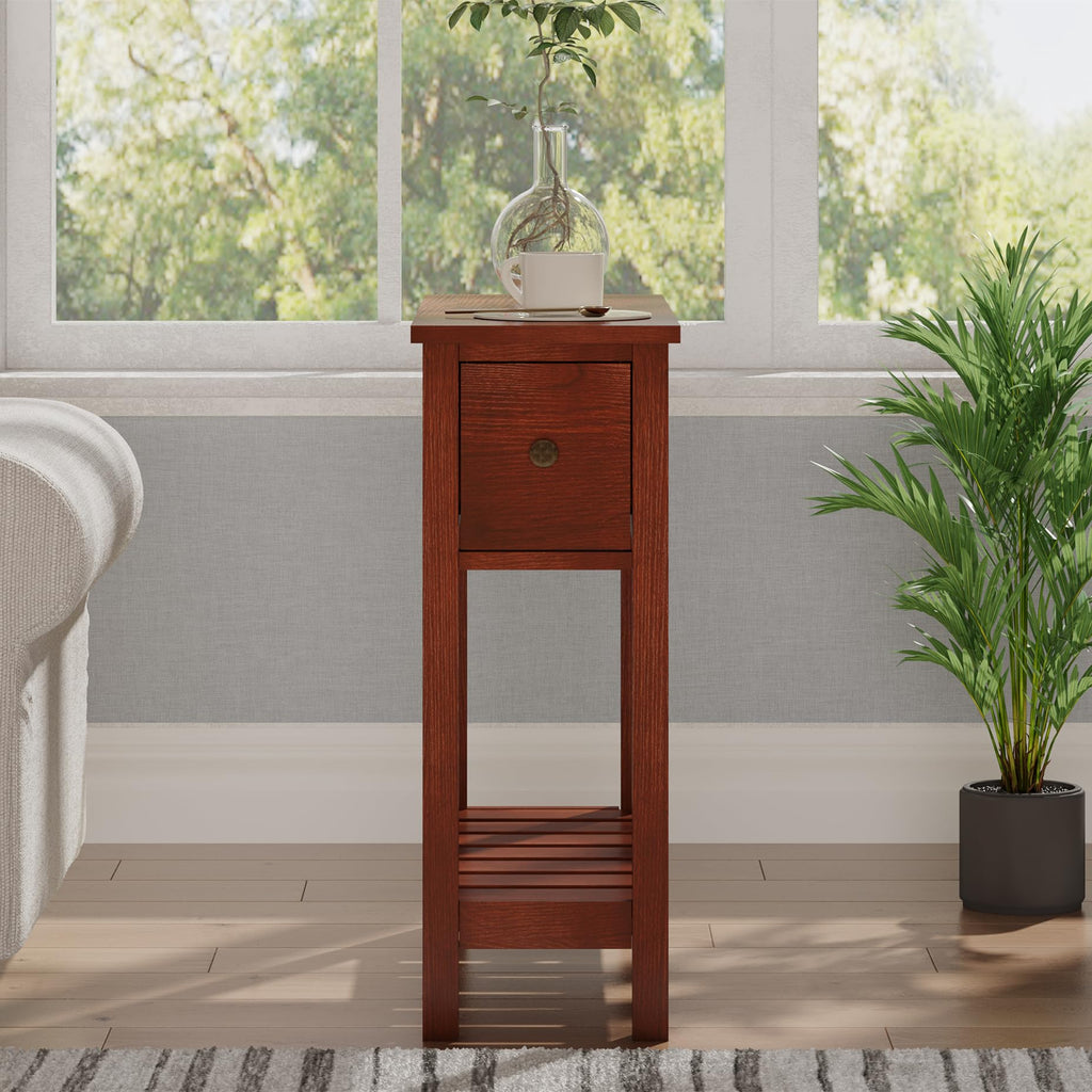 Narrow Side Table with Drawer Set of 2 V863708