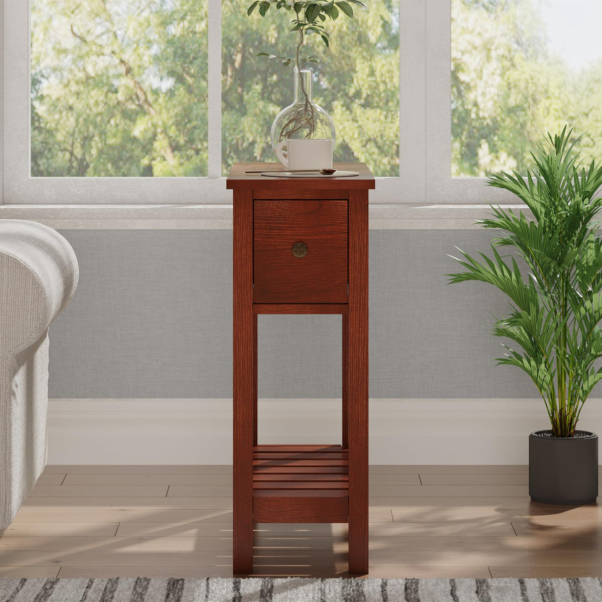 Narrow Side Table with Drawer Set of 2 V863708