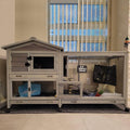 Indoor and Outdoor Rabbit Hutch with Casters Waterproof Roof C4495