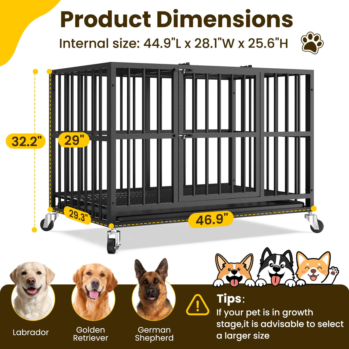 48 Inch Heavy Duty Black Dog Crate V26922
